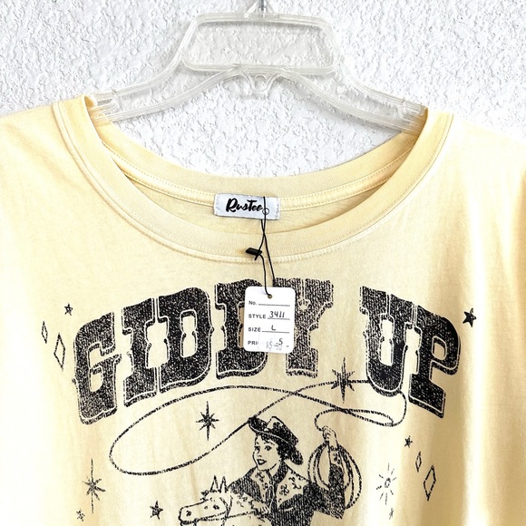 Tops | Rustee Yellow Cowgirl Graphic Crop Tee Shirt | Poshmark